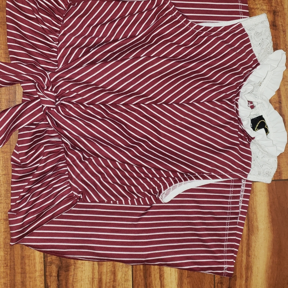 Maroon & white stripped dress size 12